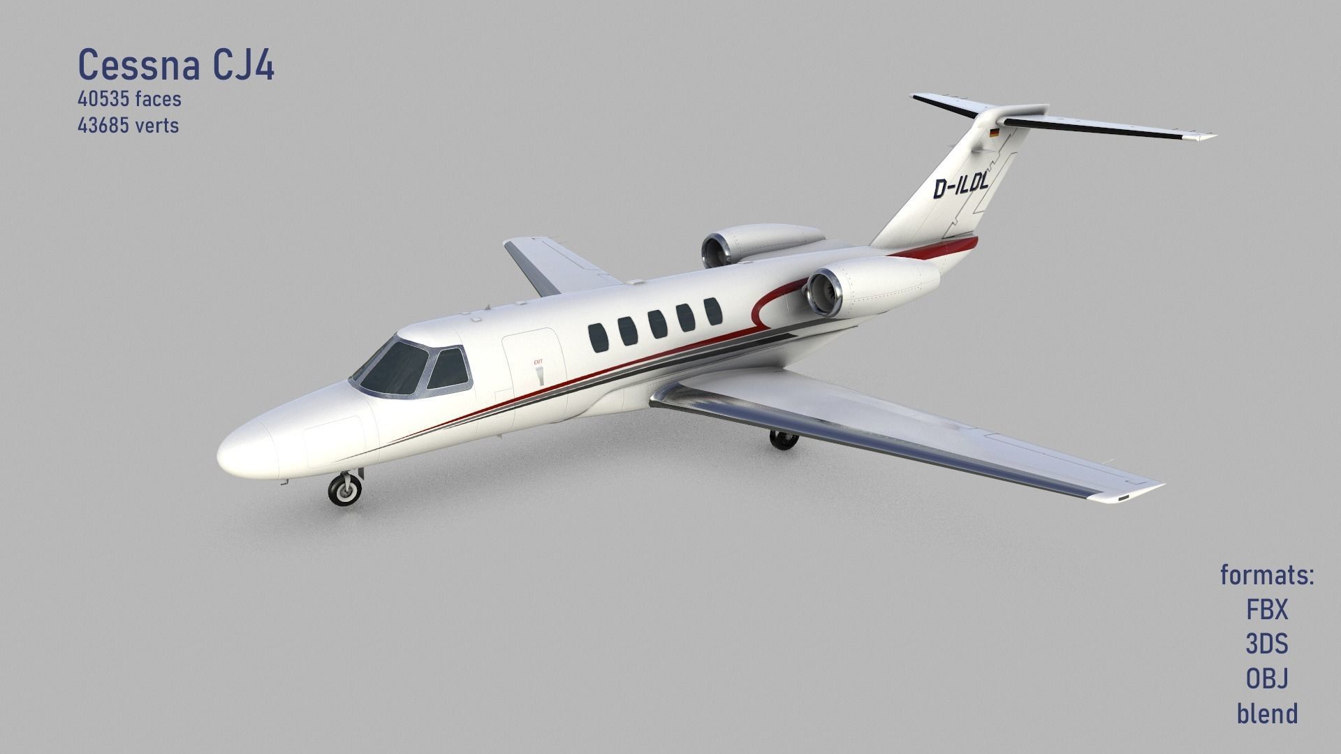 Cessna Citation CJ4 Low-poly 3D model_0