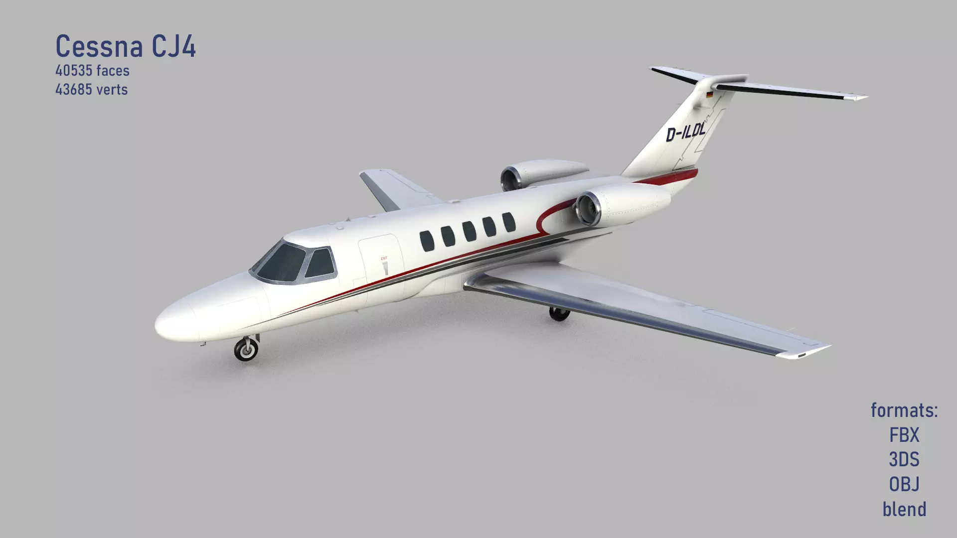 Cessna Citation CJ4 Low-poly 3D model_0