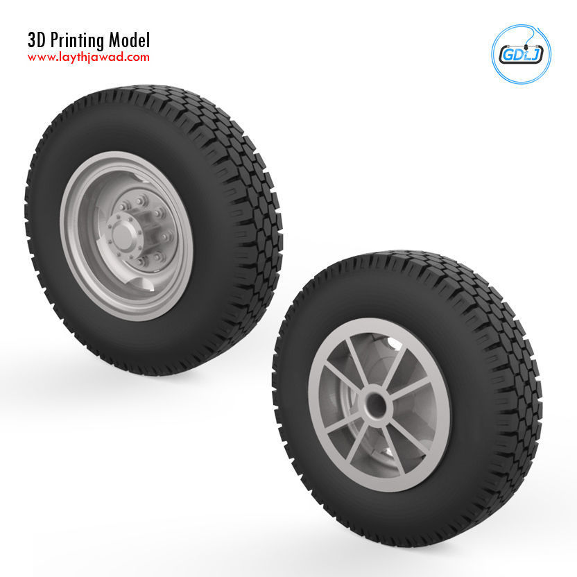 Truck wheels 1-32 3D print model_2