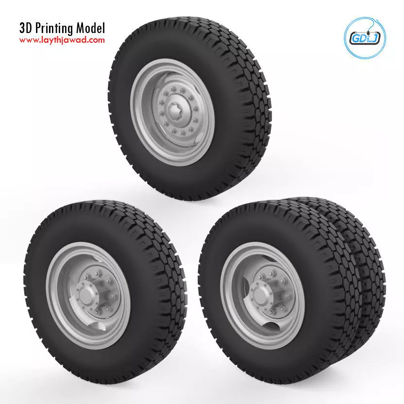 Truck wheels 1-32 3D print model_0