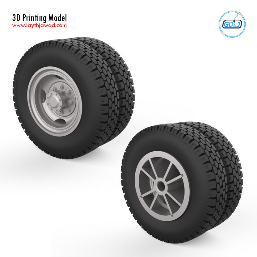 Truck wheels 1-32 3D print model_3