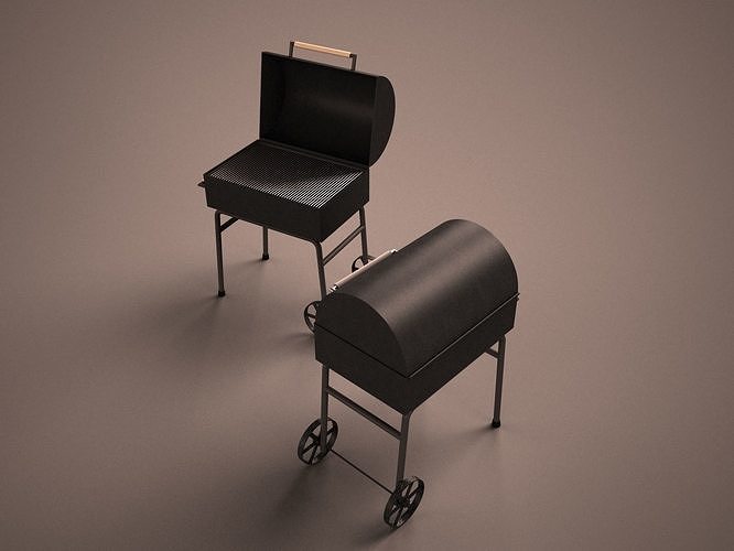 Barbecue two bbq grills on wheels Free 3D model