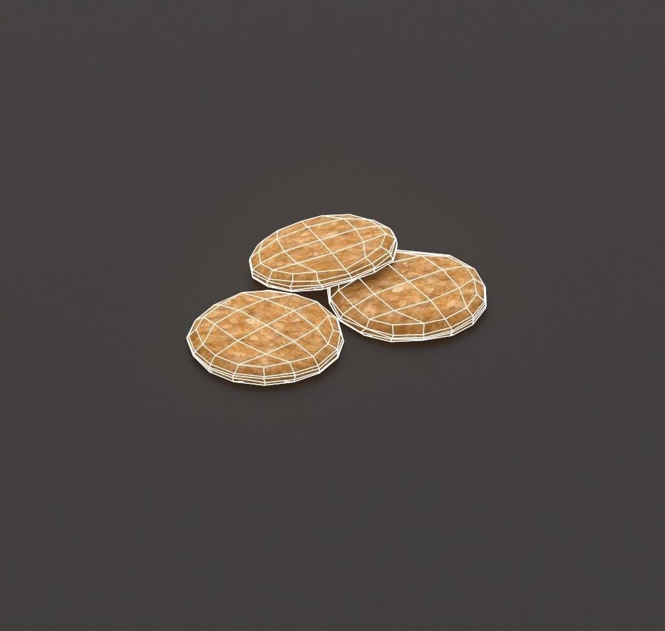 Oatmeal Cookies Low-poly 3D model_1
