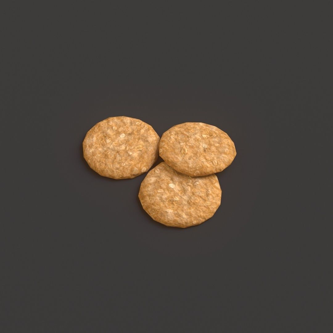Oatmeal Cookies Low-poly 3D model_8