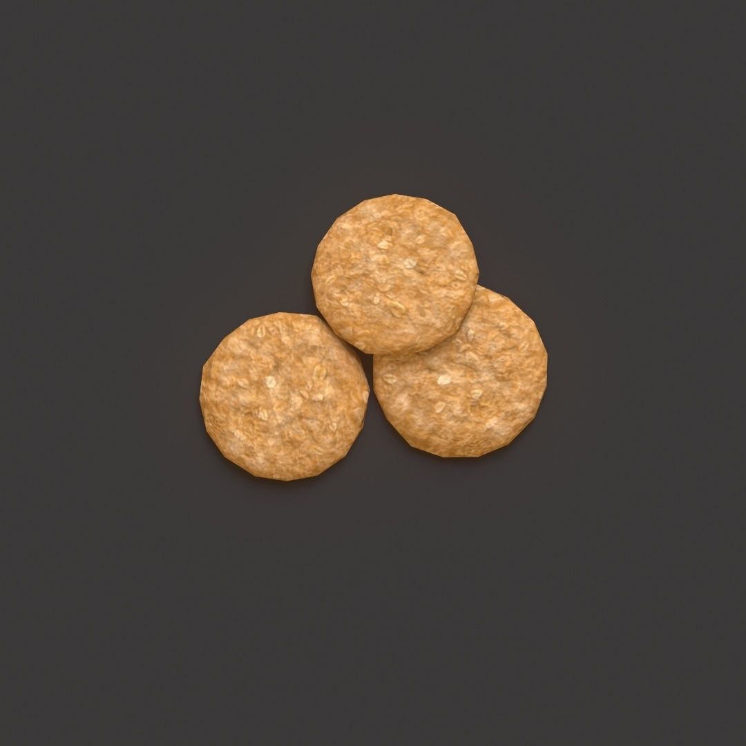 Oatmeal Cookies Low-poly 3D model_11