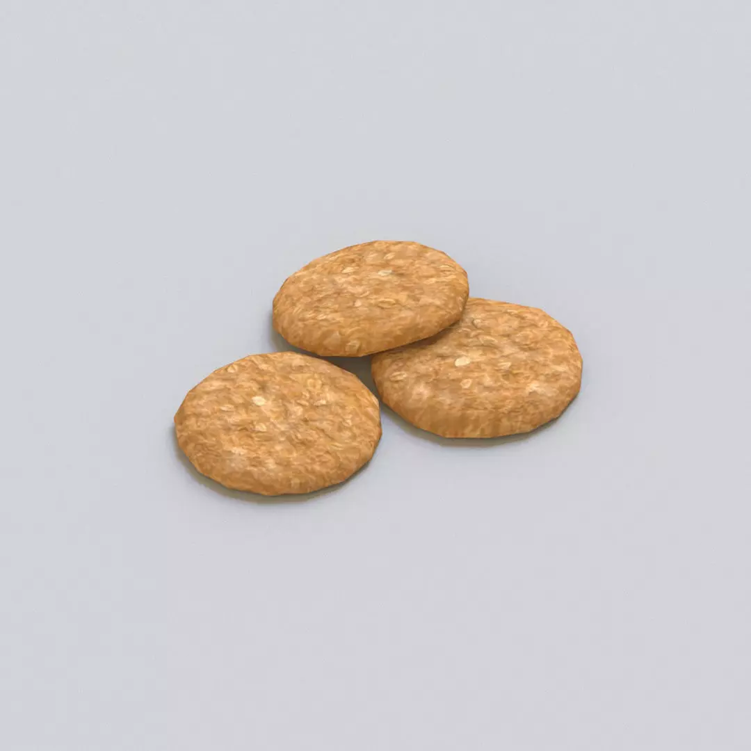 Oatmeal Cookies Low-poly 3D model_0