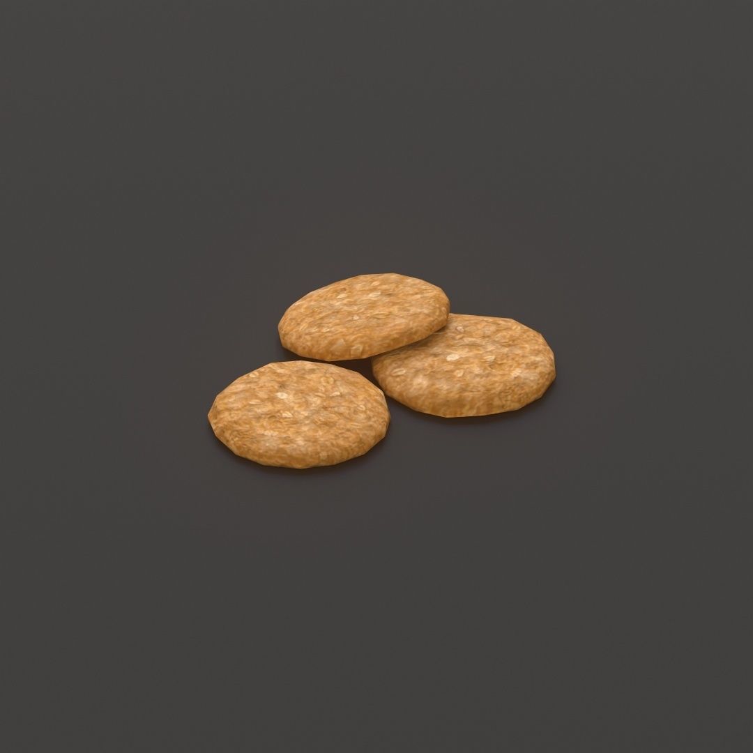 Oatmeal Cookies Low-poly 3D model_10