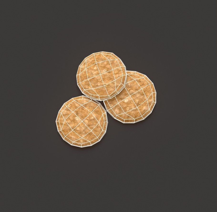 Oatmeal Cookies Low-poly 3D model_13