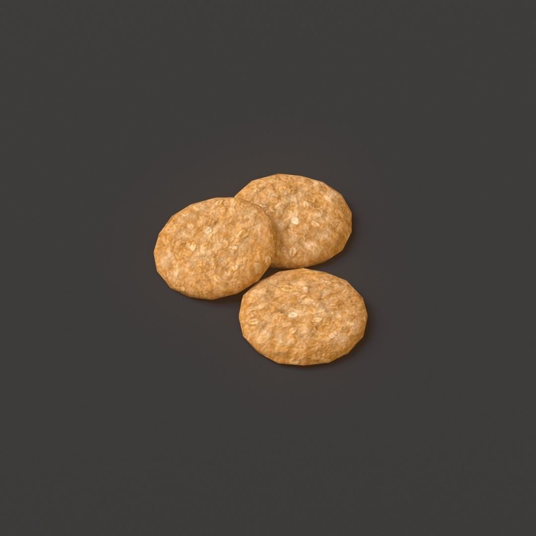 Oatmeal Cookies Low-poly 3D model_9