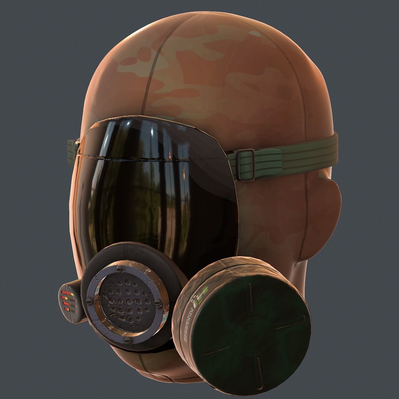 Gas mask helmet 3d model scifi Low-poly  Low-poly 3D model_6