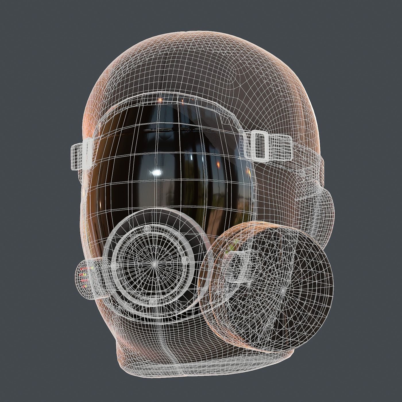 Gas mask helmet 3d model scifi Low-poly  Low-poly 3D model_11