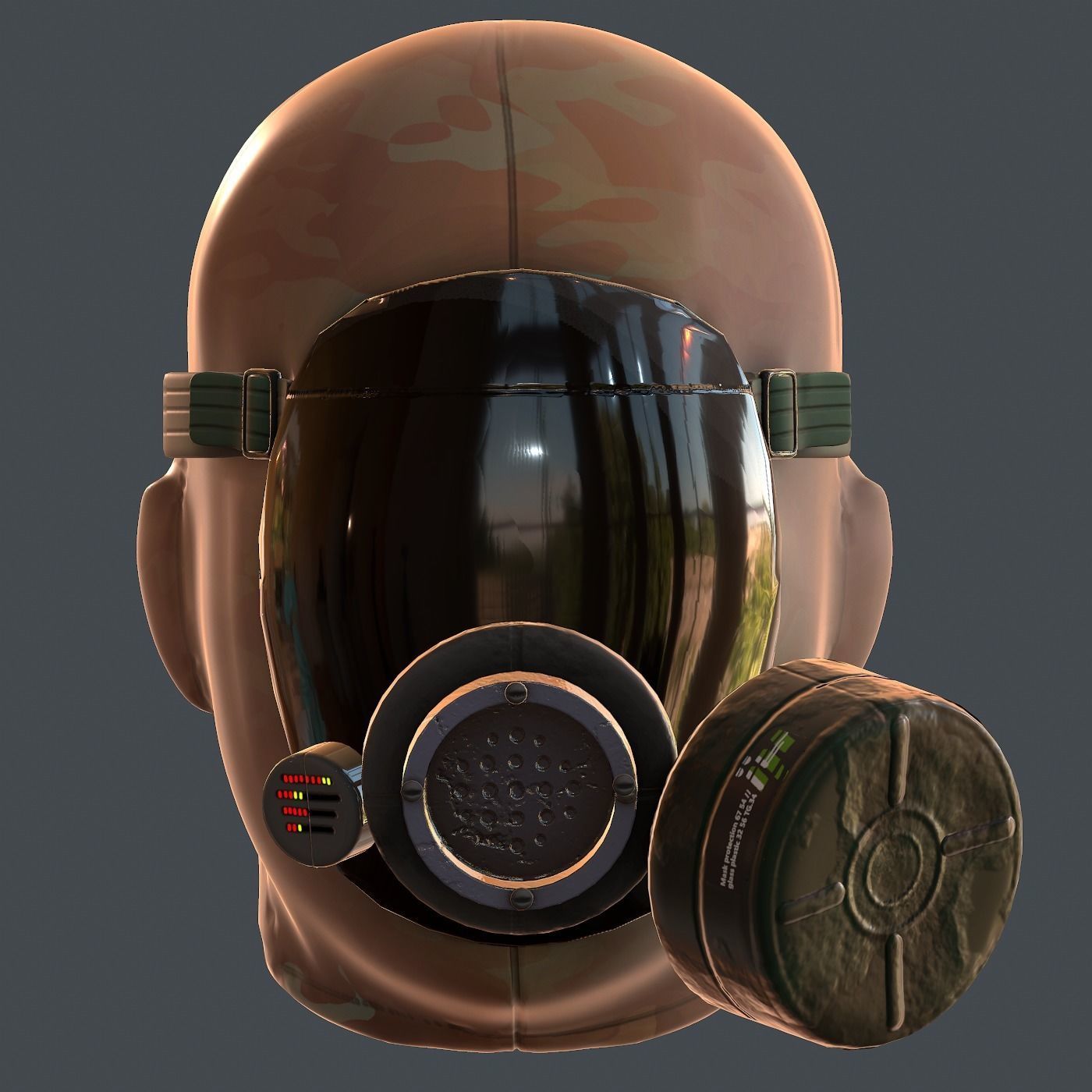 Gas mask helmet 3d model scifi Low-poly  Low-poly 3D model_2