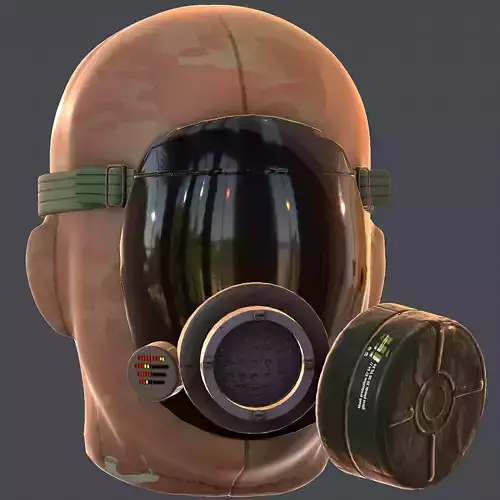 Gas mask helmet 3d model scifi Low-poly 