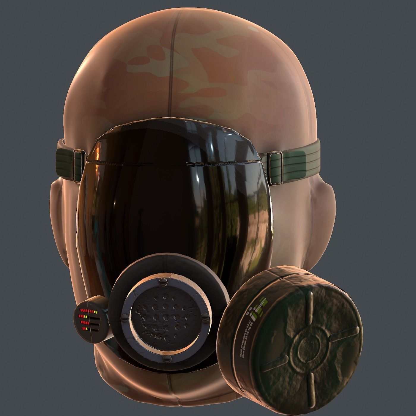 Gas mask helmet 3d model scifi Low-poly  Low-poly 3D model_10