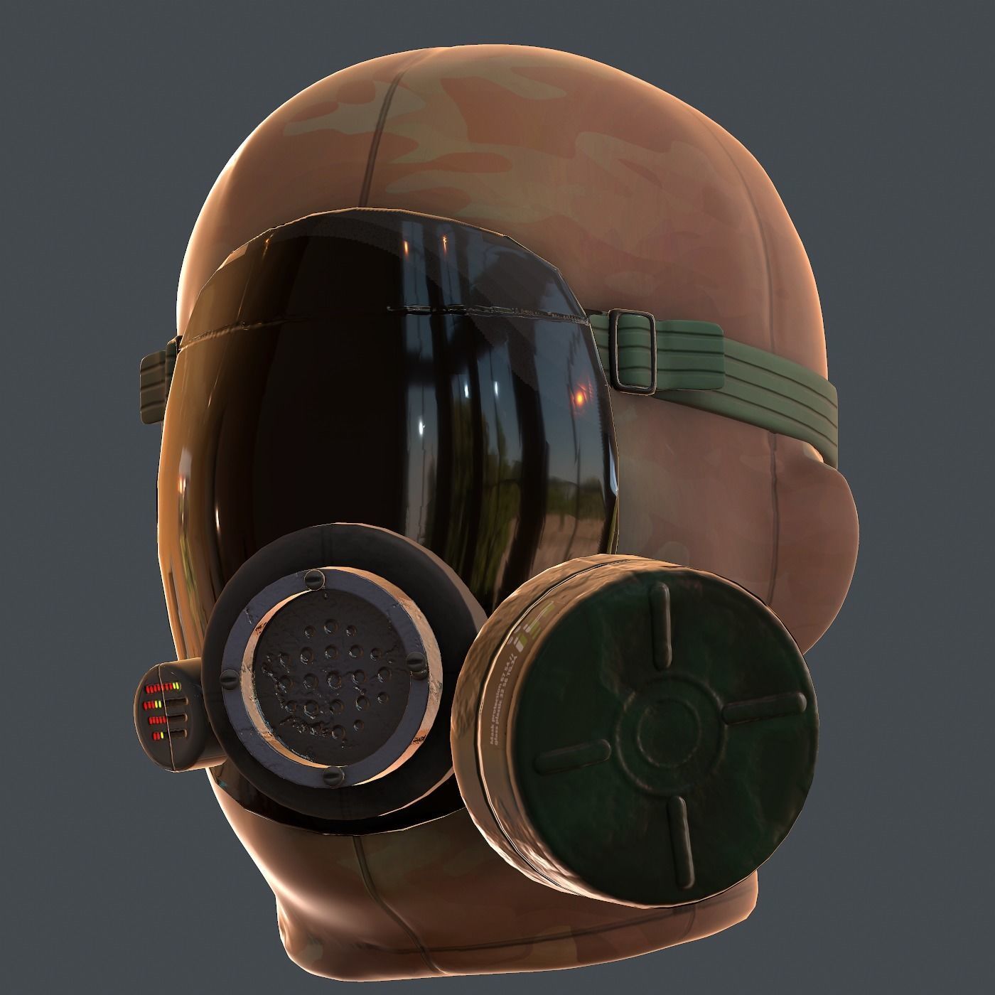 Gas mask helmet 3d model scifi Low-poly  Low-poly 3D model_7