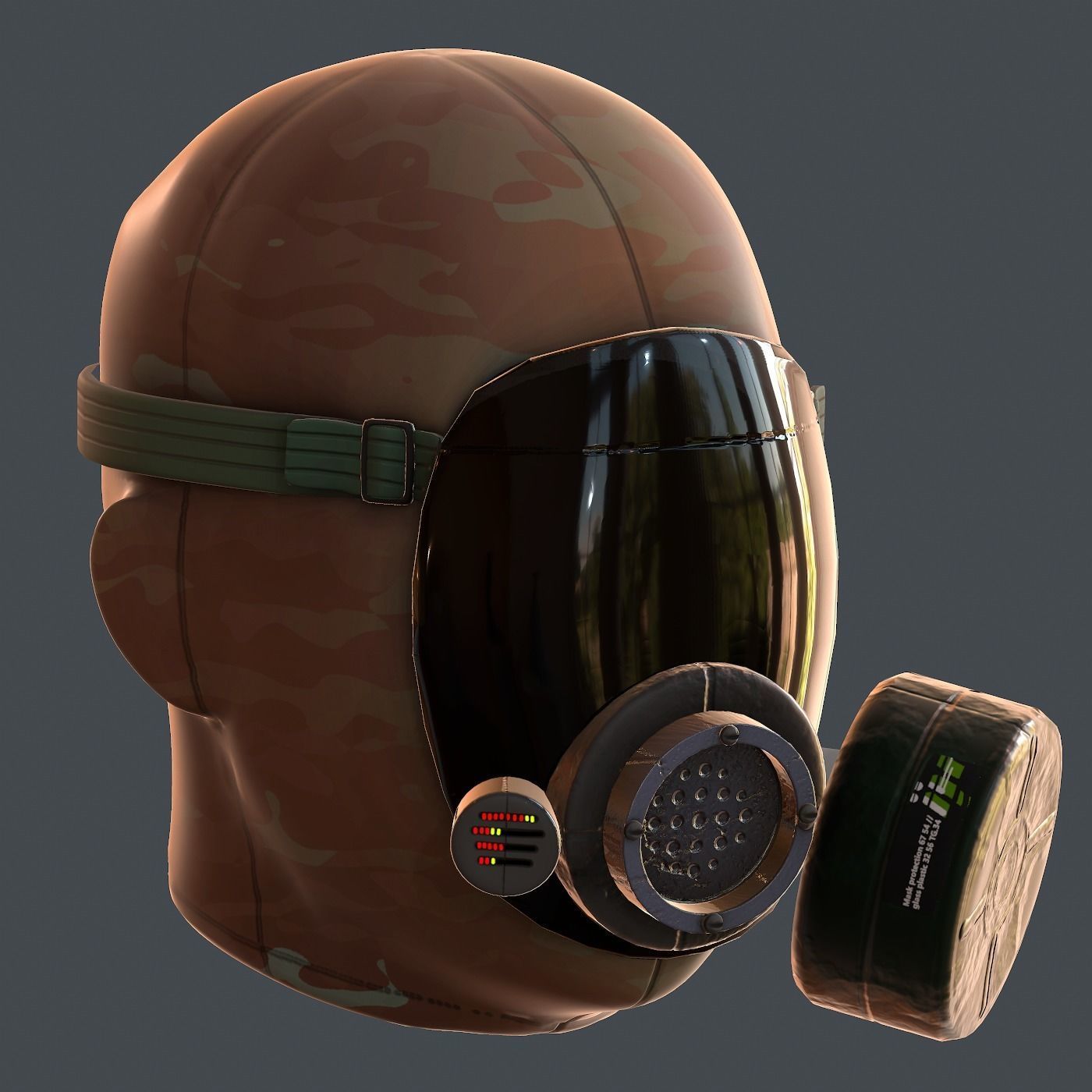 Gas mask helmet 3d model scifi Low-poly  Low-poly 3D model_3