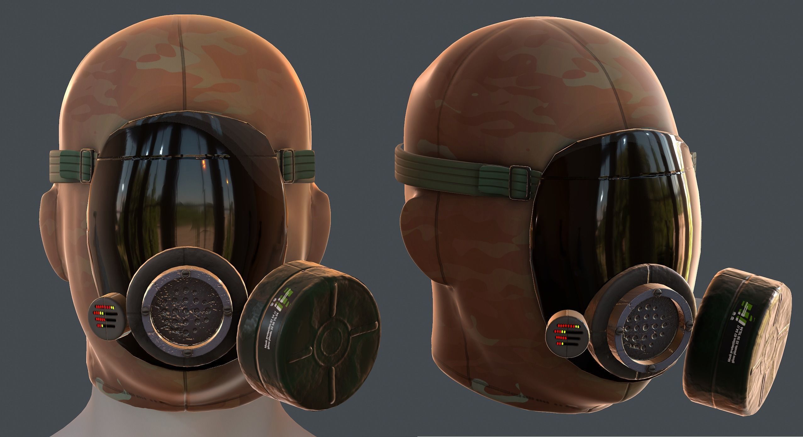 Gas mask helmet 3d model scifi Low-poly  Low-poly 3D model_1