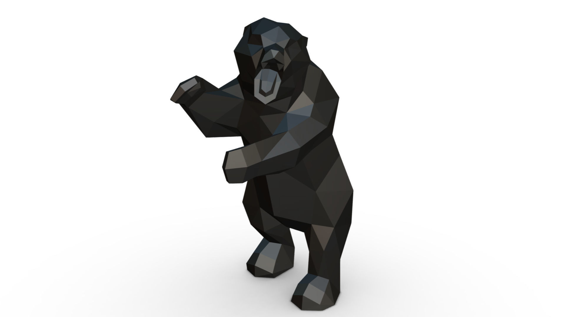 bear low poly 3D print model_6