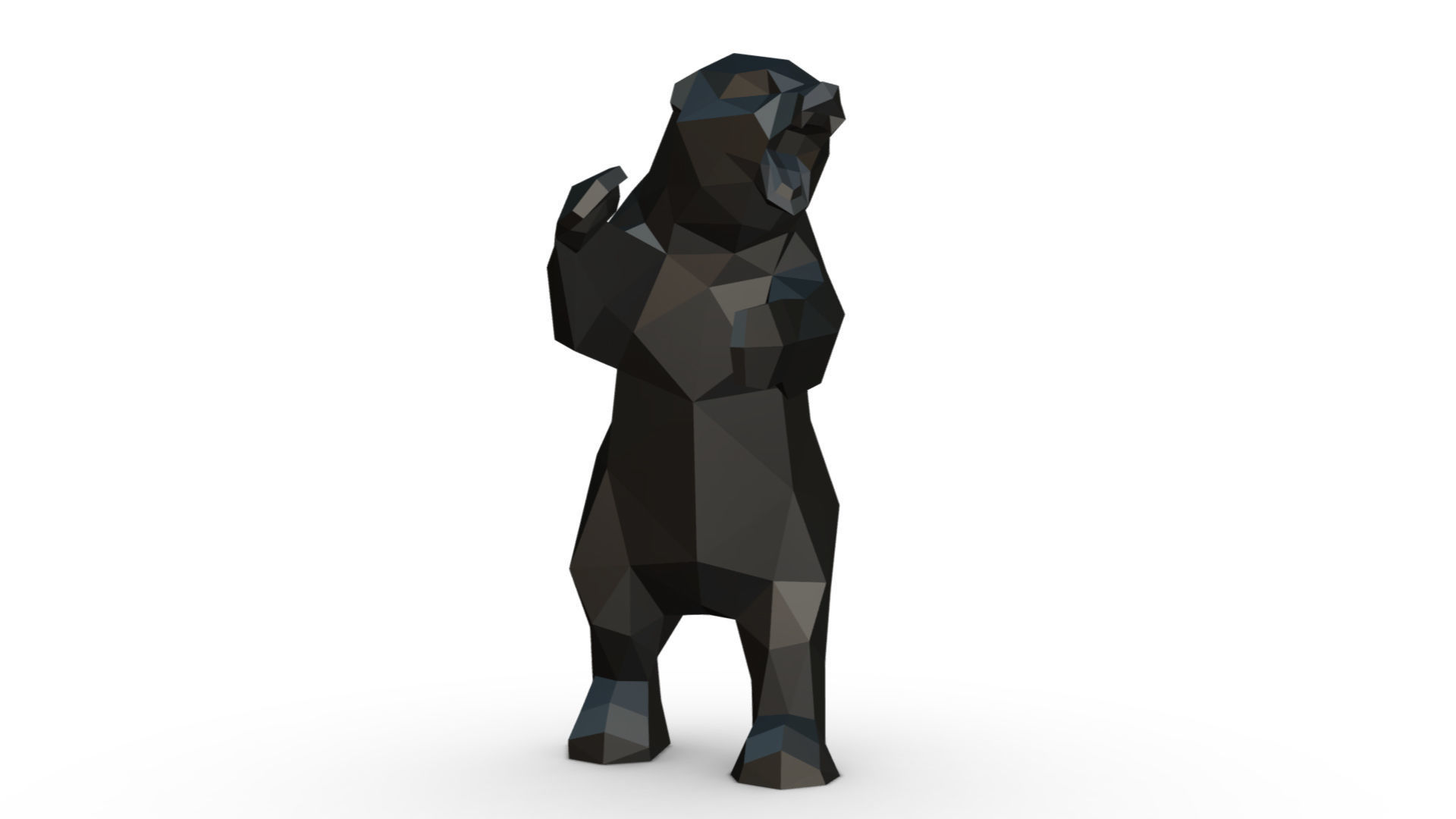 bear low poly 3D print model_5