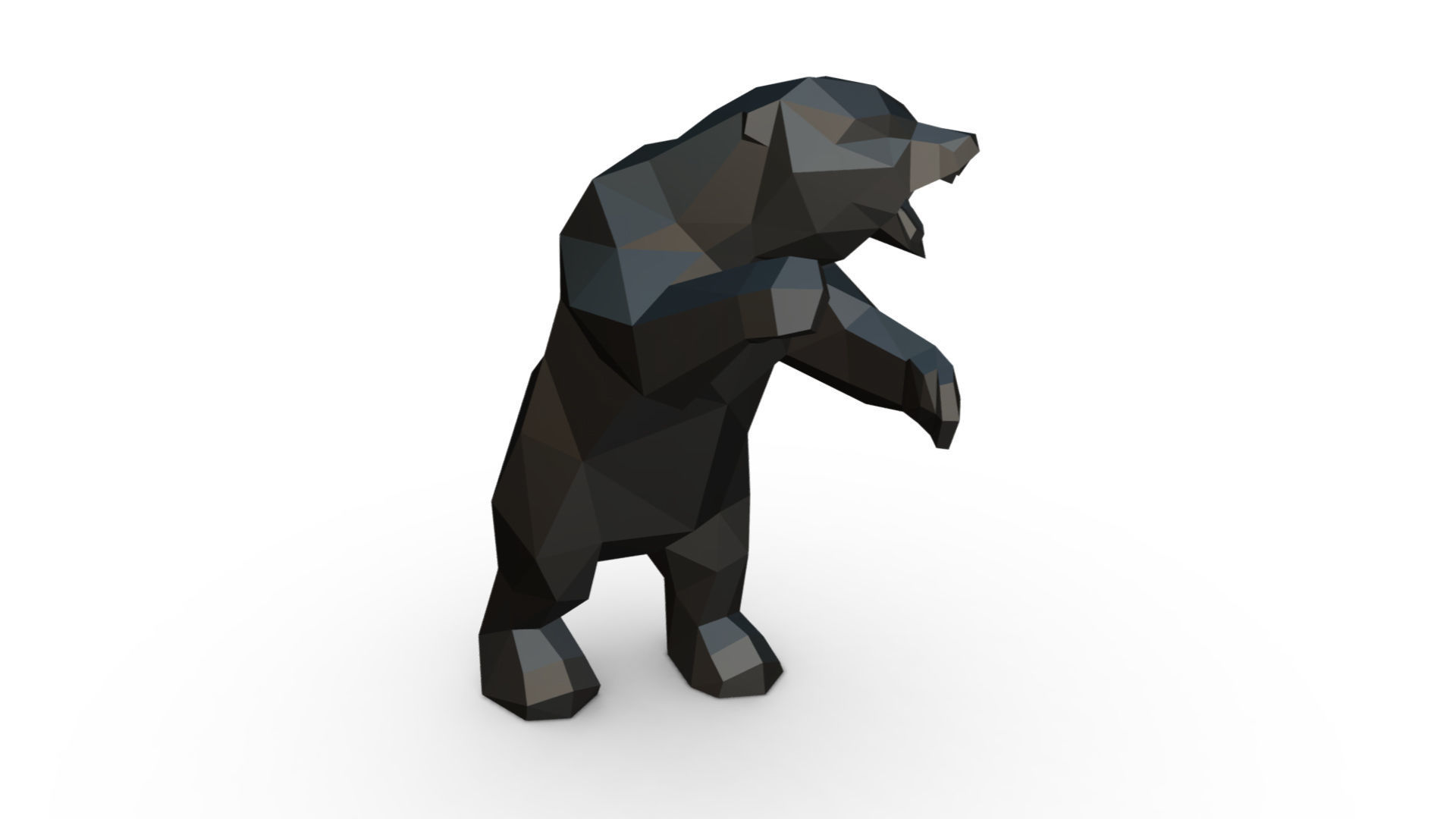 bear low poly 3D print model_4