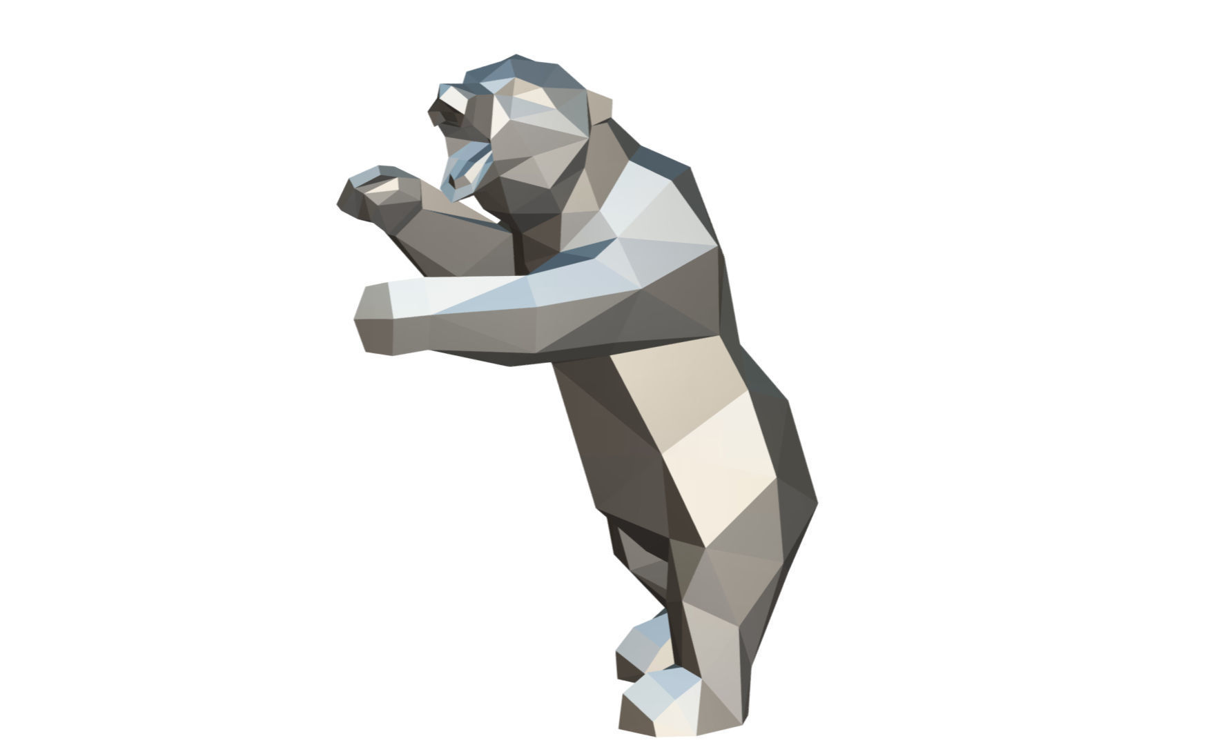bear low poly 3D print model_7