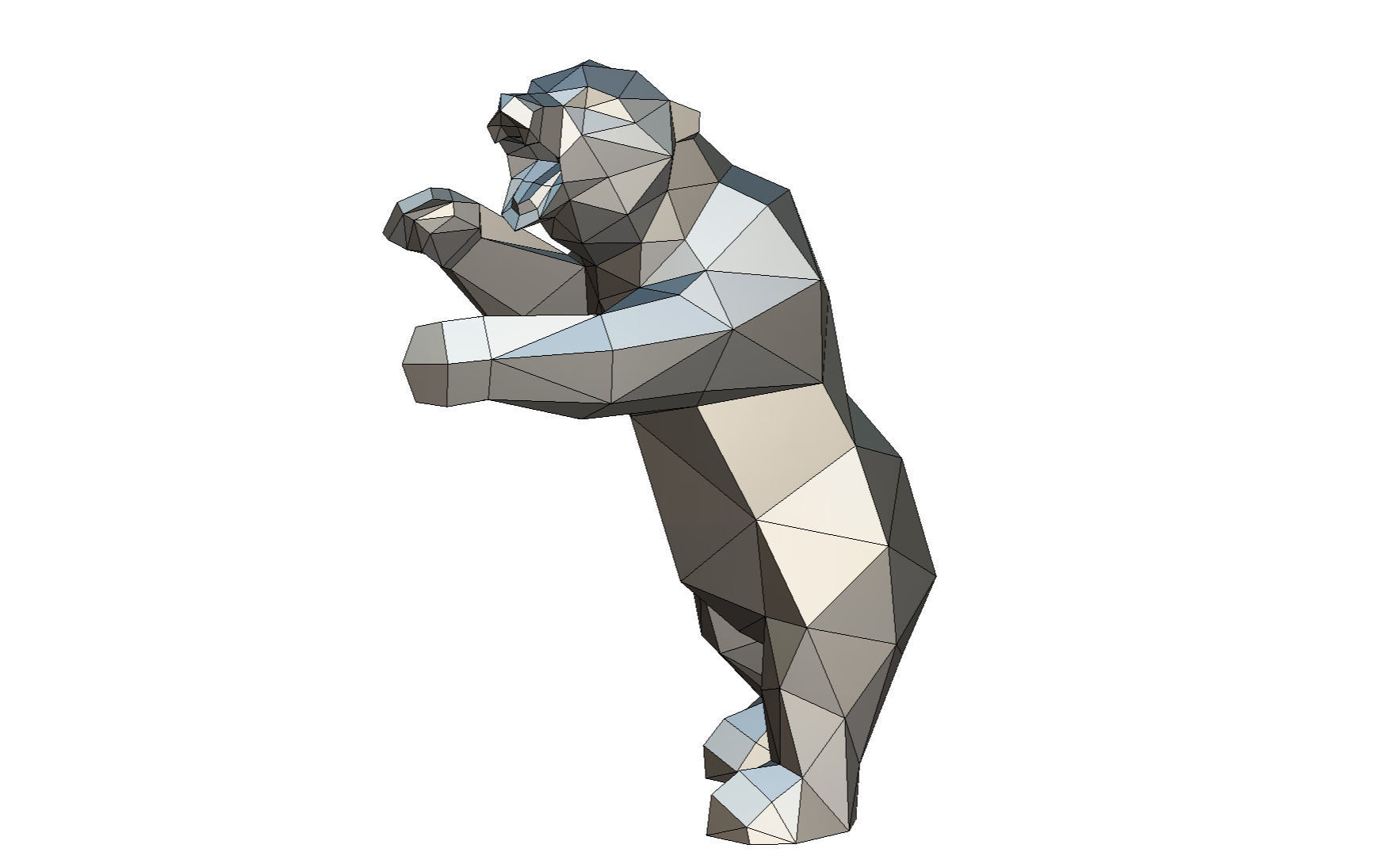 bear low poly 3D print model_8