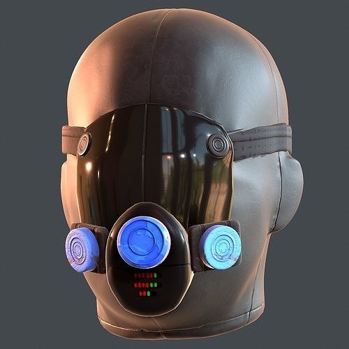 Gas mask helmet 3d model scifi Low-poly  Low-poly 3D model