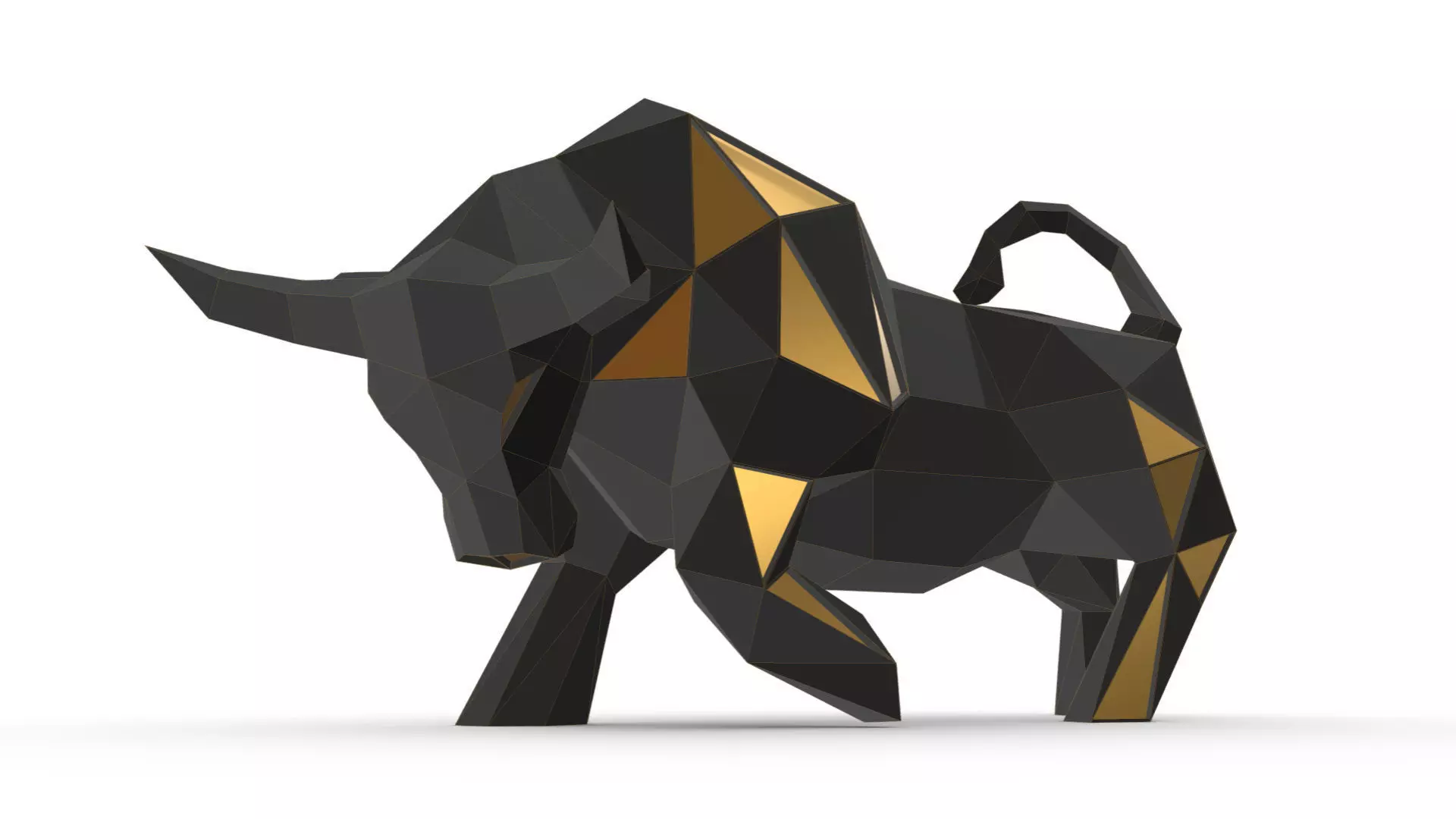 bull low poly gold 3D print model_0