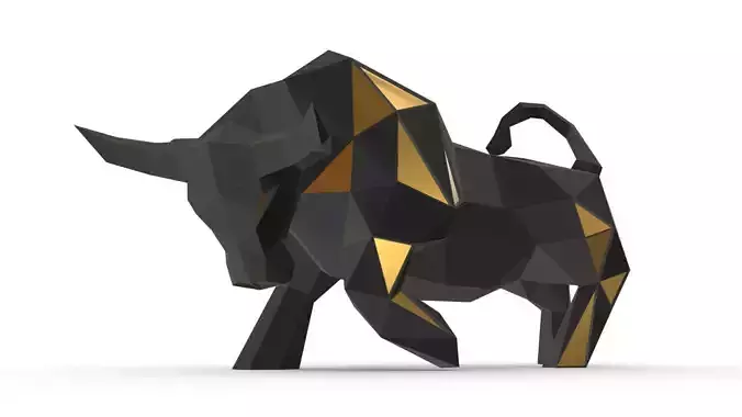 bull low poly gold