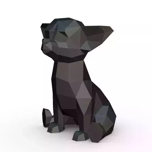 Chihuahua low poly polygonal sculpture of dog 3D print model