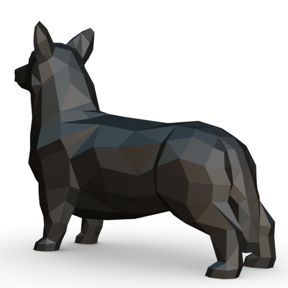 Corgi low poly 3D print model_3