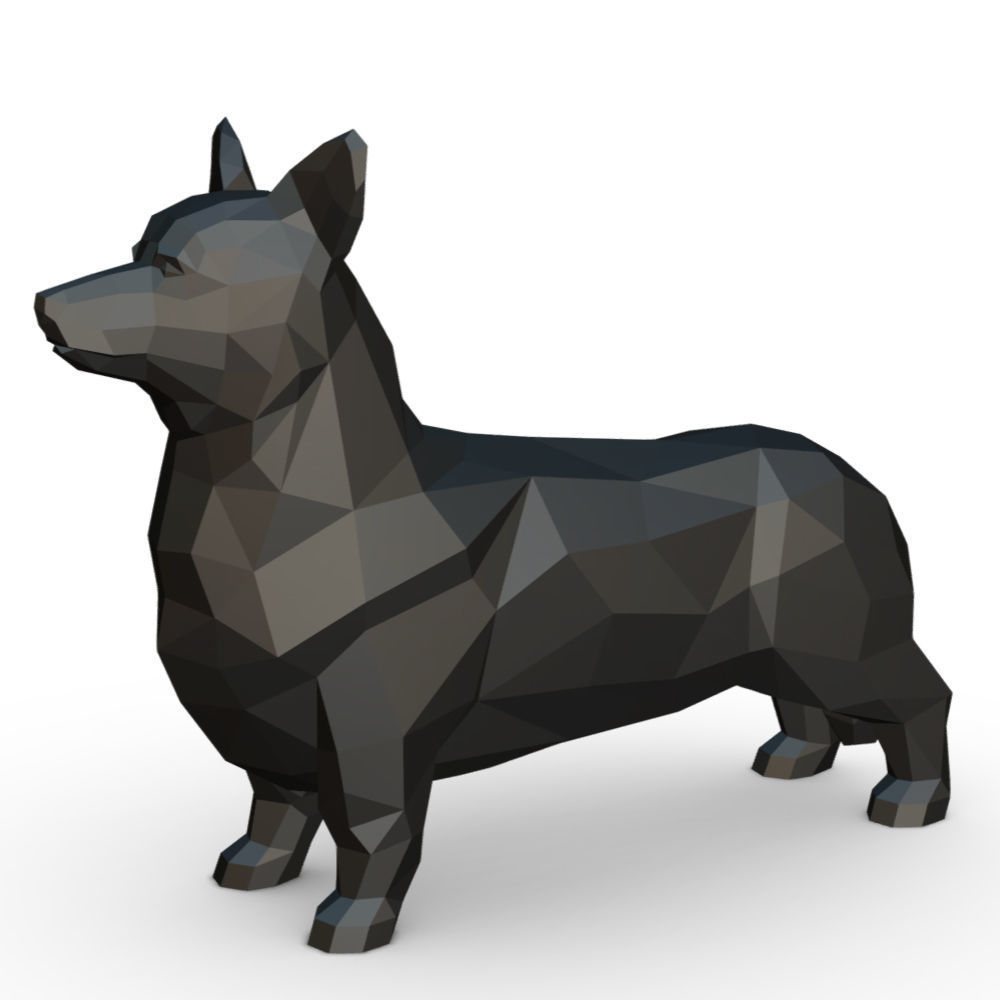 Corgi low poly 3D print model_1