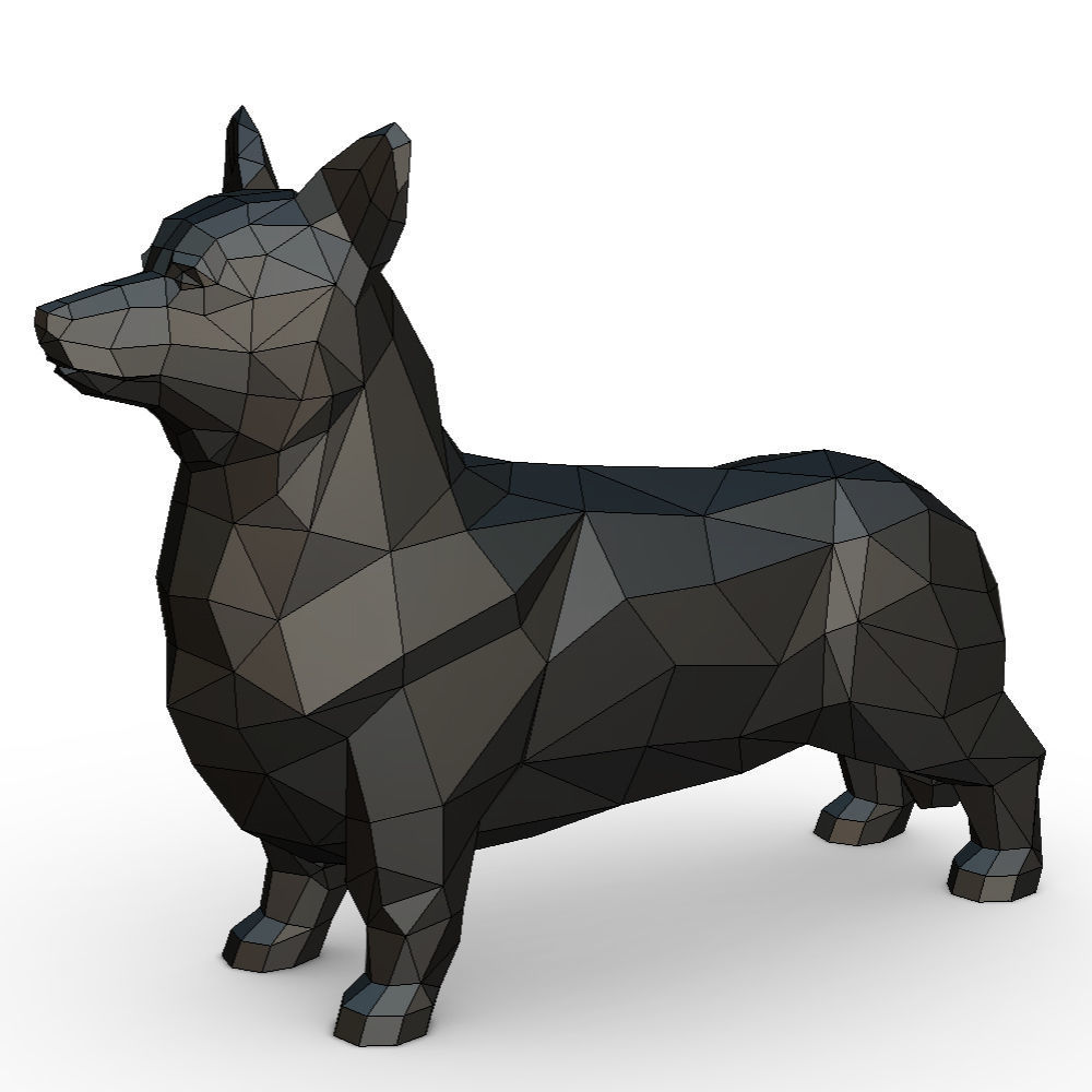 Corgi low poly 3D print model_8