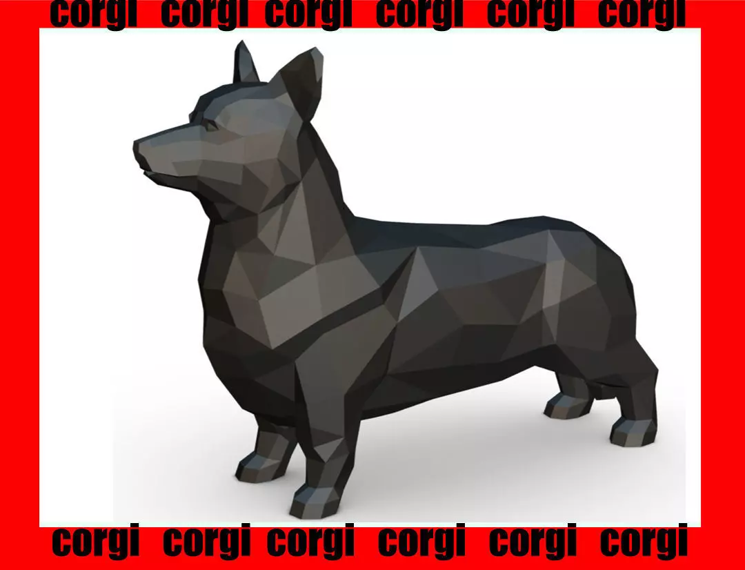 Corgi low poly 3D print model_0