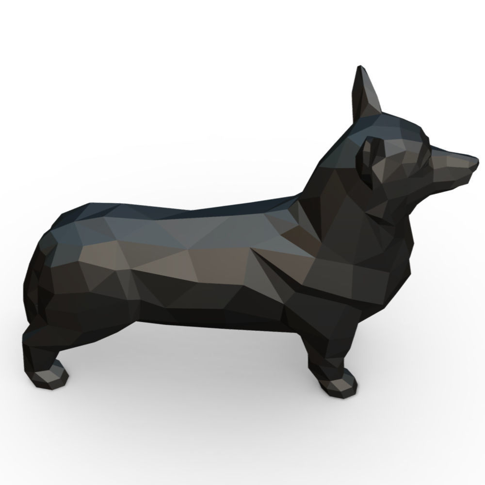 Corgi low poly 3D print model_5