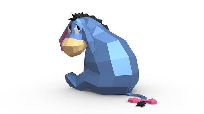 donkey low poly disney winnie pooh 3D print model