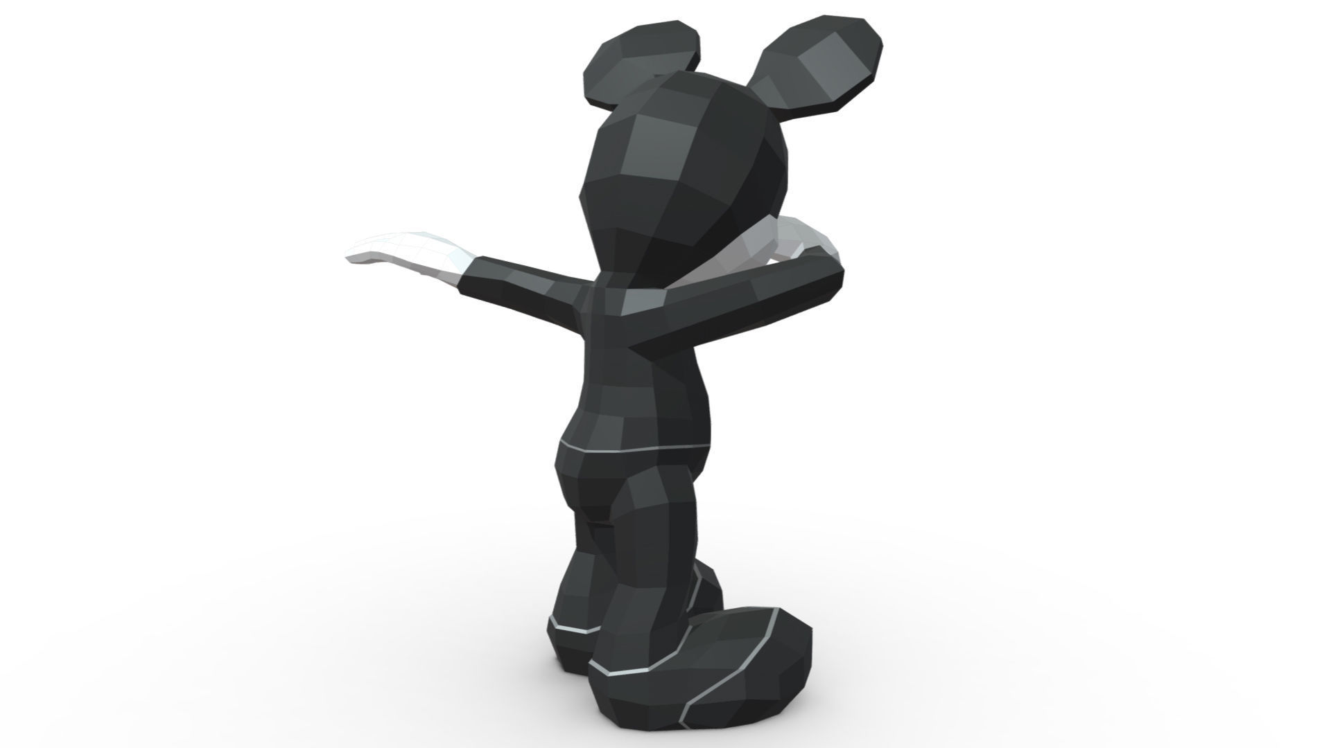 Mickey Mouse low poly 3D print model_3