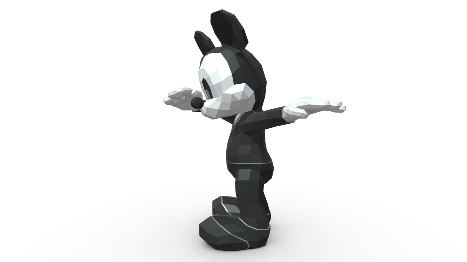 Mickey Mouse low poly 3D print model_1