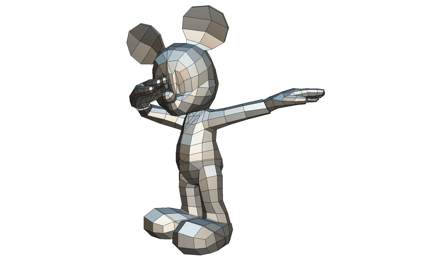 Mickey Mouse low poly 3D print model_8