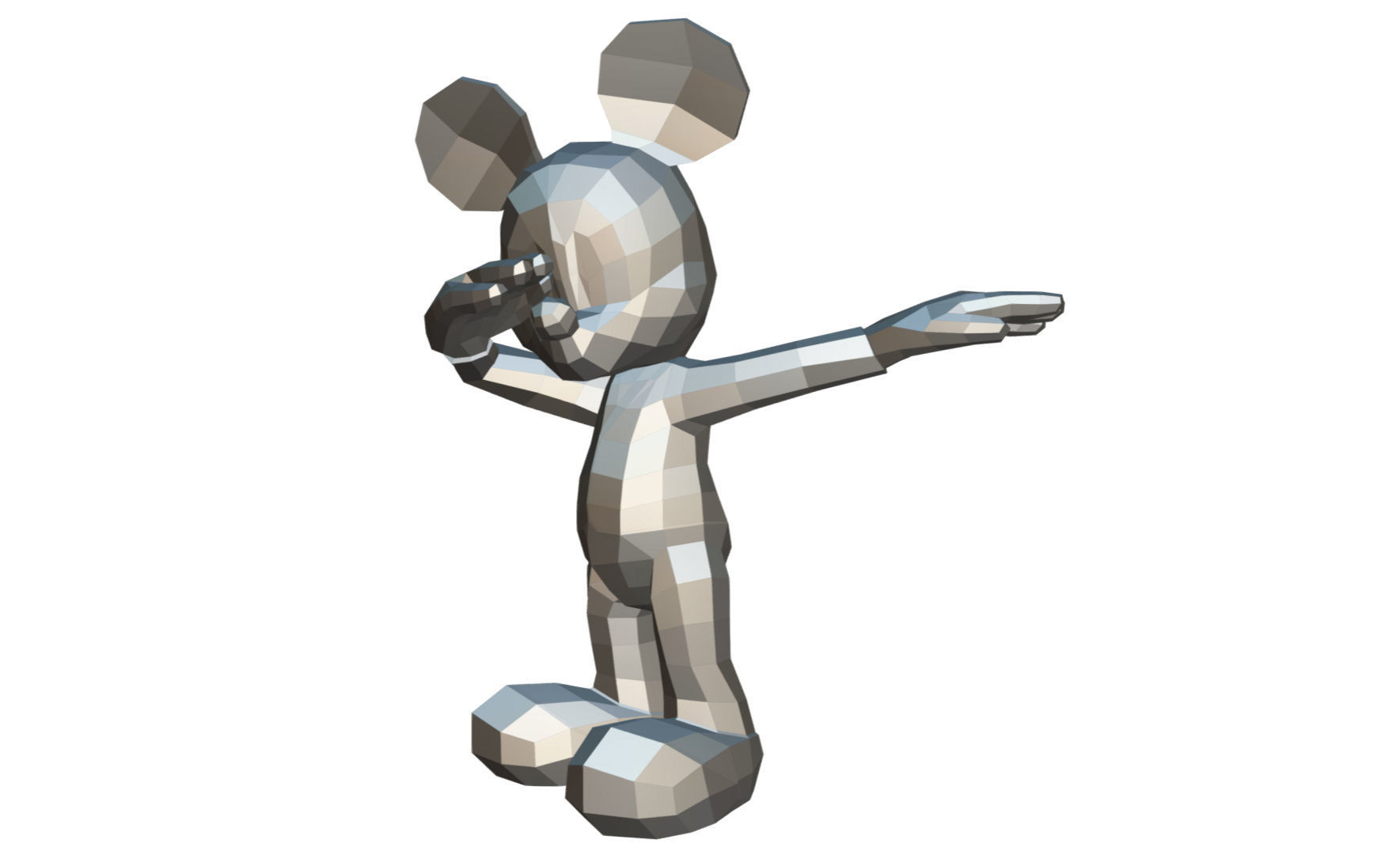 Mickey Mouse low poly 3D print model_7