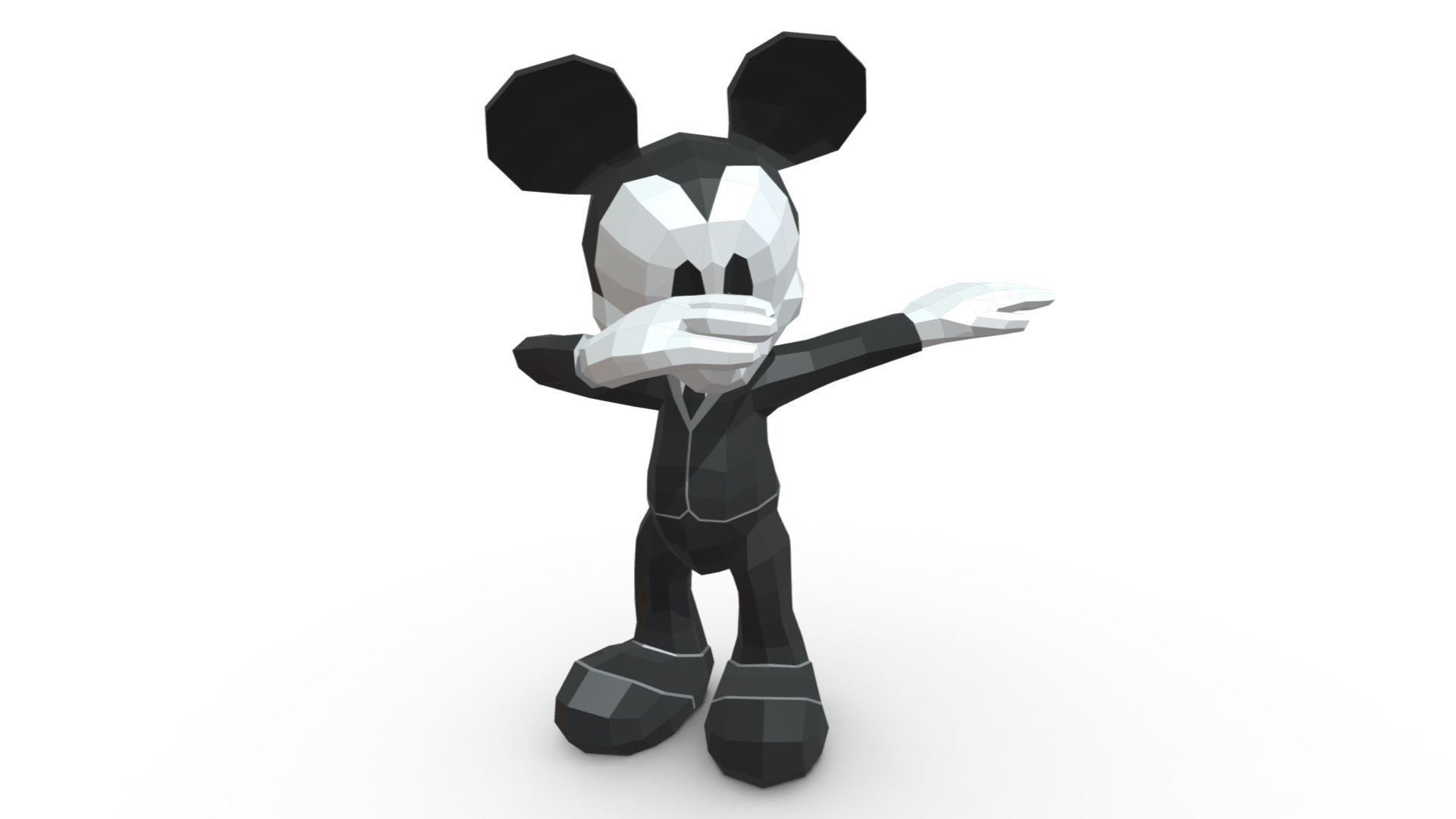 Mickey Mouse low poly 3D print model_6