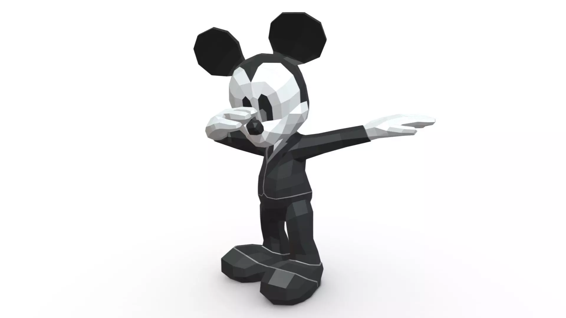 Mickey Mouse low poly 3D print model_0