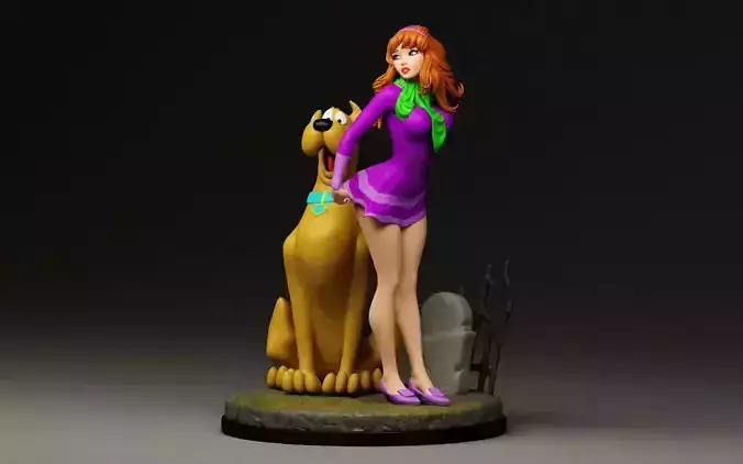 Daphne and Scooby-Doo diorama  3D print model