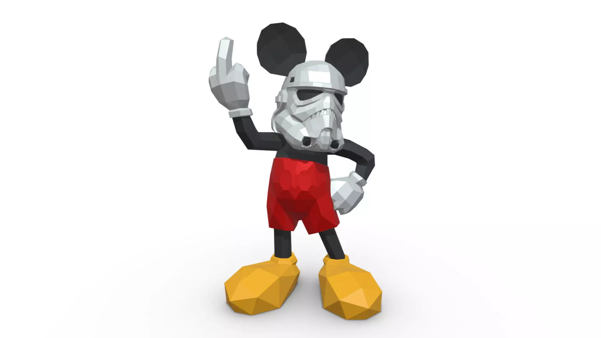 Mickey Mouse stormtrooper low poly 3D print model