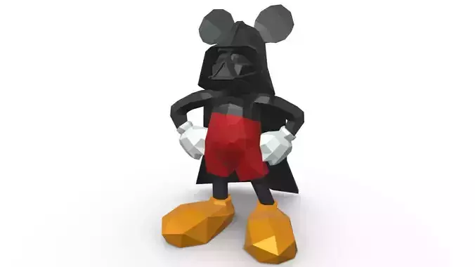 Mickey Mouse darth vader low poly