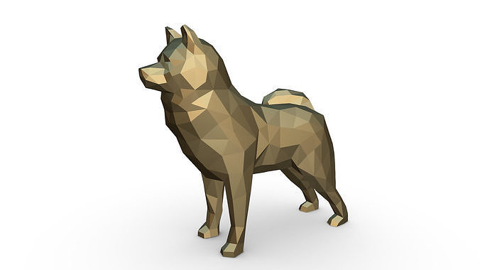 akita inu low poly 3D print model