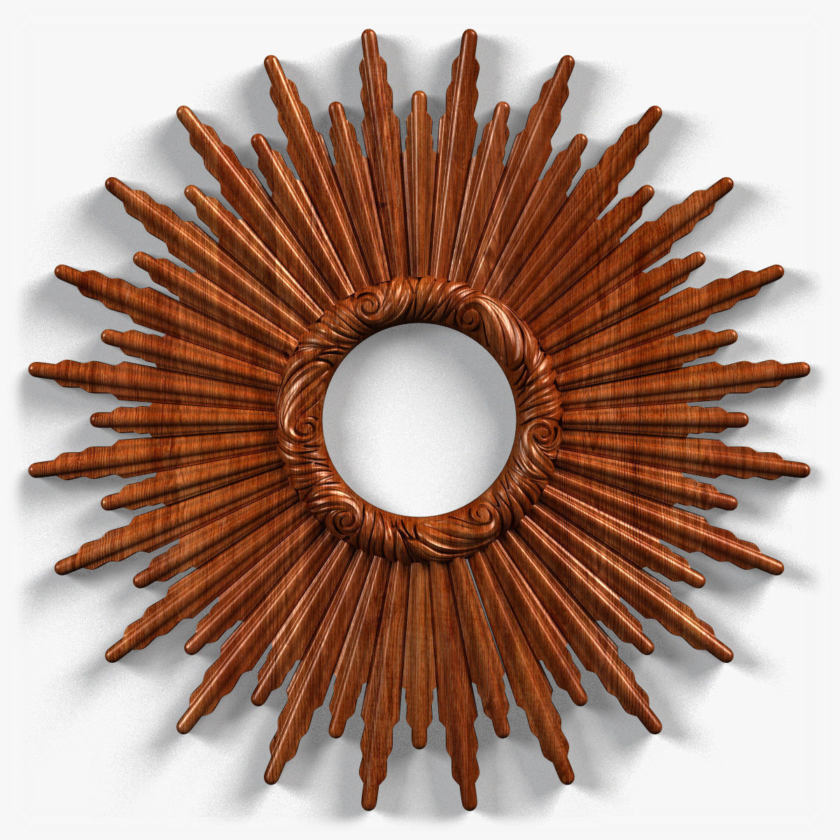 Frame0073 silver sunburst mirror on wall 3D model_2