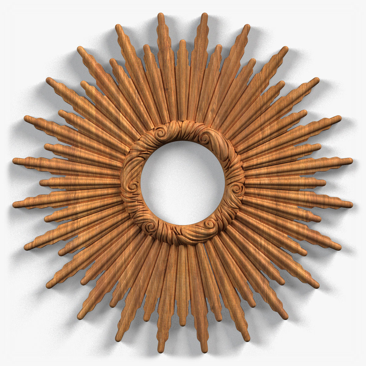 Frame0073 silver sunburst mirror on wall 3D model_7