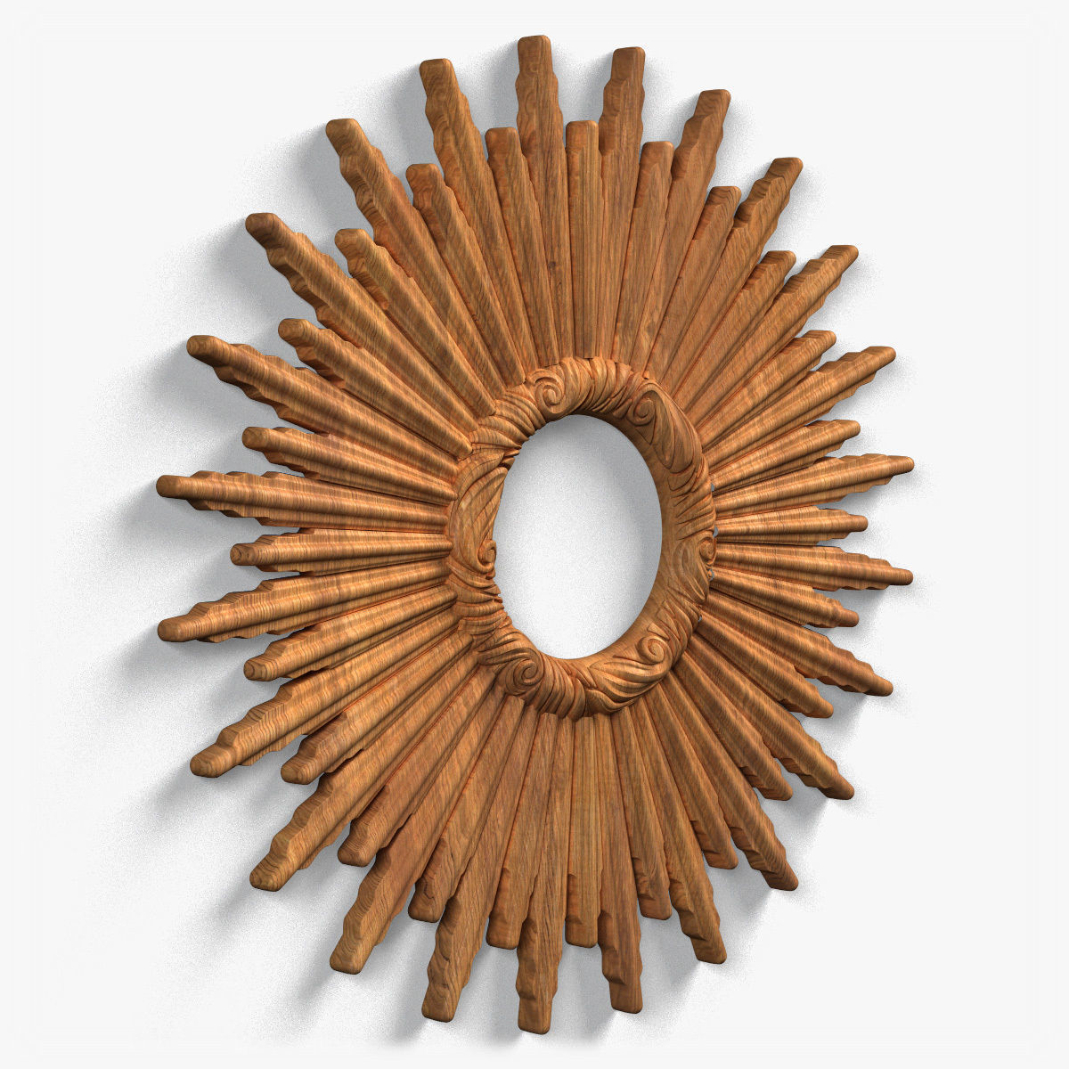 Frame0073 silver sunburst mirror on wall 3D model_8