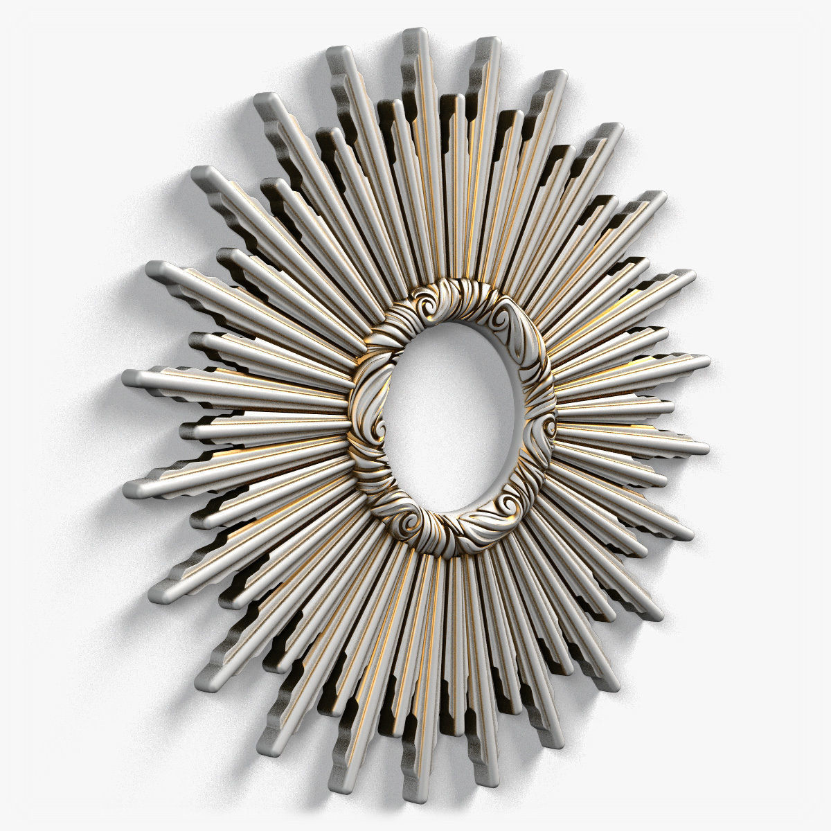 Frame0073 silver sunburst mirror on wall 3D model_1